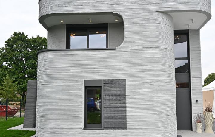 Wohnhaus aus dem 3D-Betondrucker, Beckum, Ansicht von Hinten