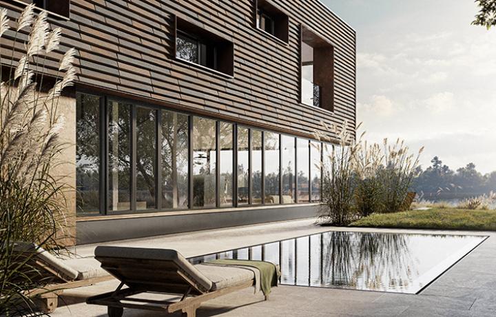 3D-Architekturvisualisierung einer Villa am Plöner See. Architekturvisualisierung von smpl, einer der führenden 3D-Agenturen in Deutschland.