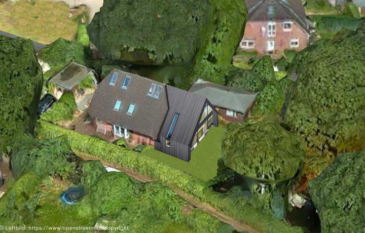 Anbau an ein Serienhaus aus den 1990er Jahren.