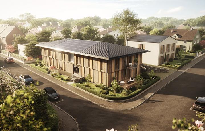 3D-Architekturvisualisierung für Paul&Rosa, einem Nachhaltigkeits-Forschungsbaus in Schweinfurt. Architekturvisualisierung von smpl, einer der führenden 3D-Agenturen in Deutschland.